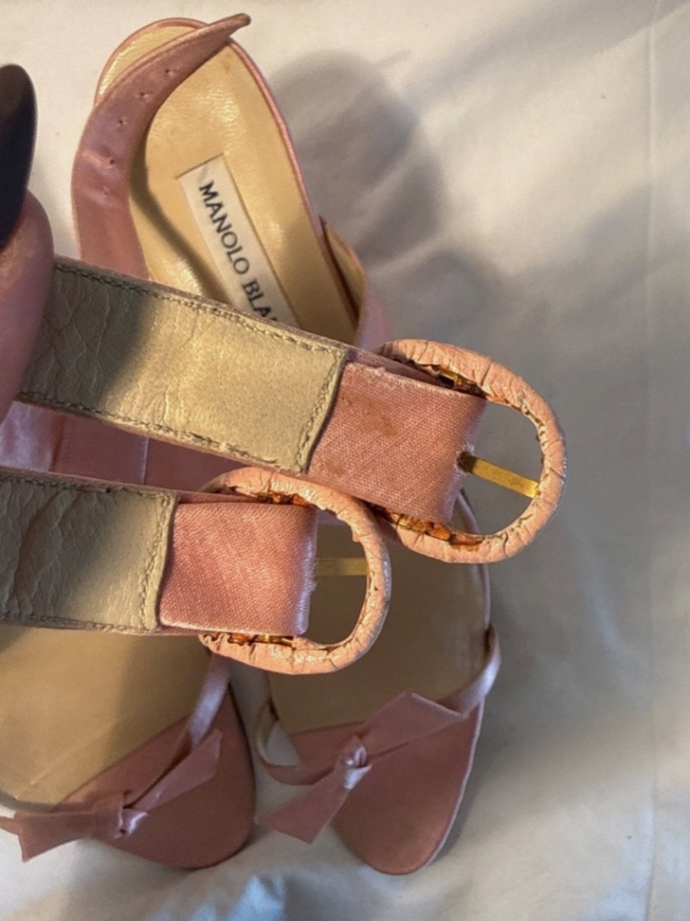 Rare Vintage Manolo Blahnik Ballet Pink Silk Heels - Picture 8 of 8